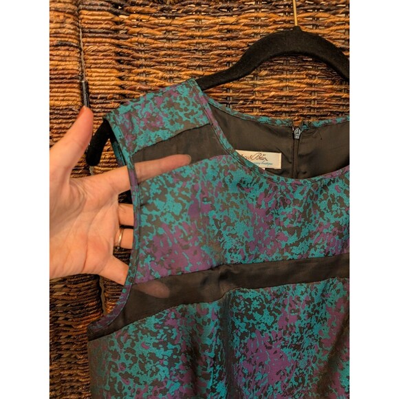 Ivy And Blu Maggy Boutique Silk Brocade Fit & Flare Dress Sheer Panels Wedding - Picture 3 of 9